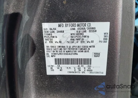 2003 Ford Escape Xlt из США, поврежденный, VIN 1FMYU93103KE04520